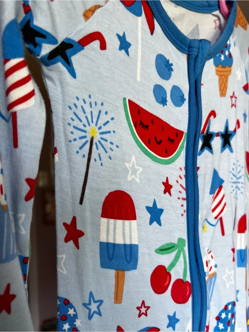 Little Sleepies Stars, Stripes, and Sweets Zippy Pajamas Size 12-18M VGUC
